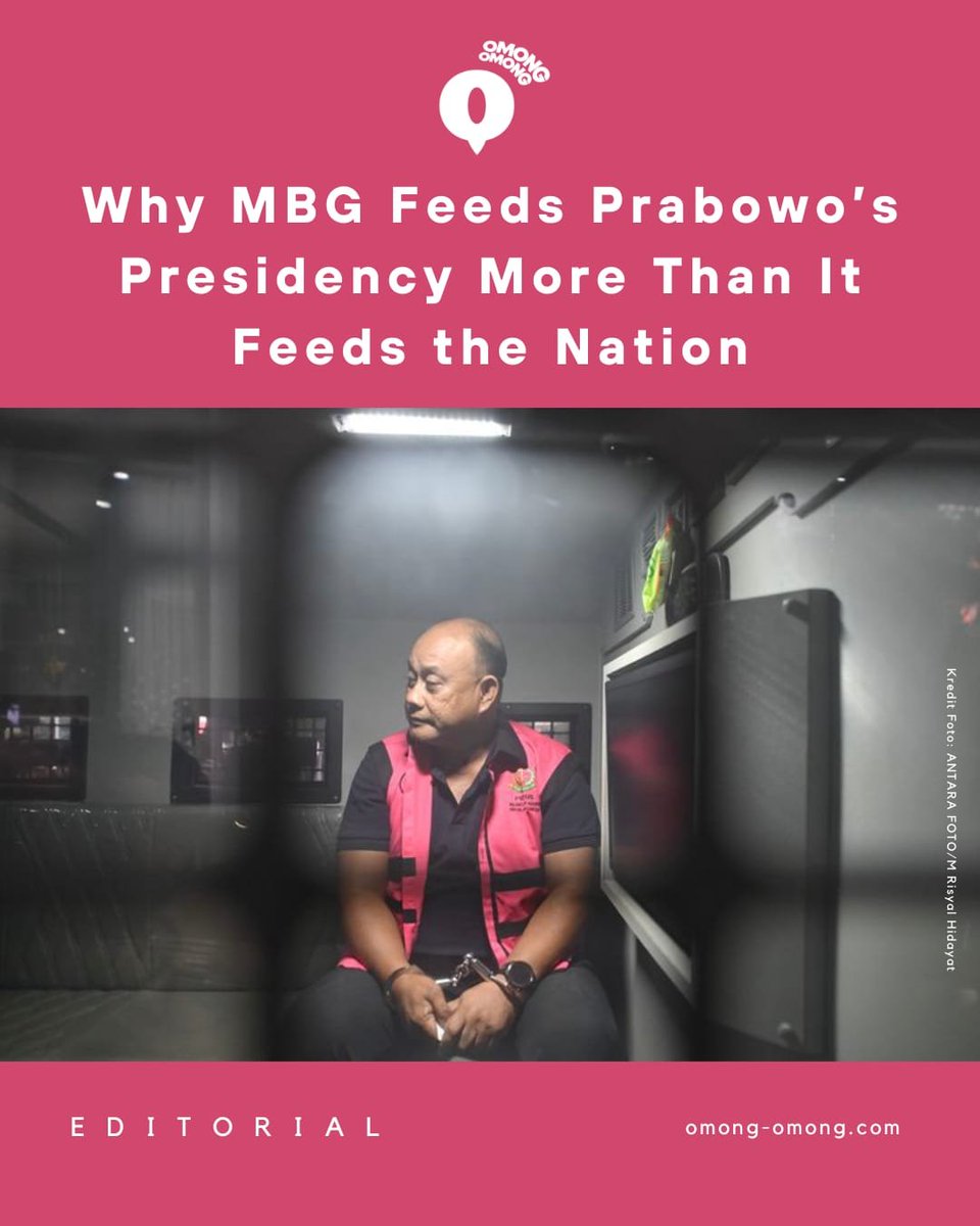omongomongcom's tweet photo. We need to stop looking at MBG as a nutrition program and start looking at it as a political project: Prabowo's reelection in 2029. Dadan arrest is not the story.

Our editorial:
https://t.co/NOa5GBwqzo https://t.co/jvpVImHPCC