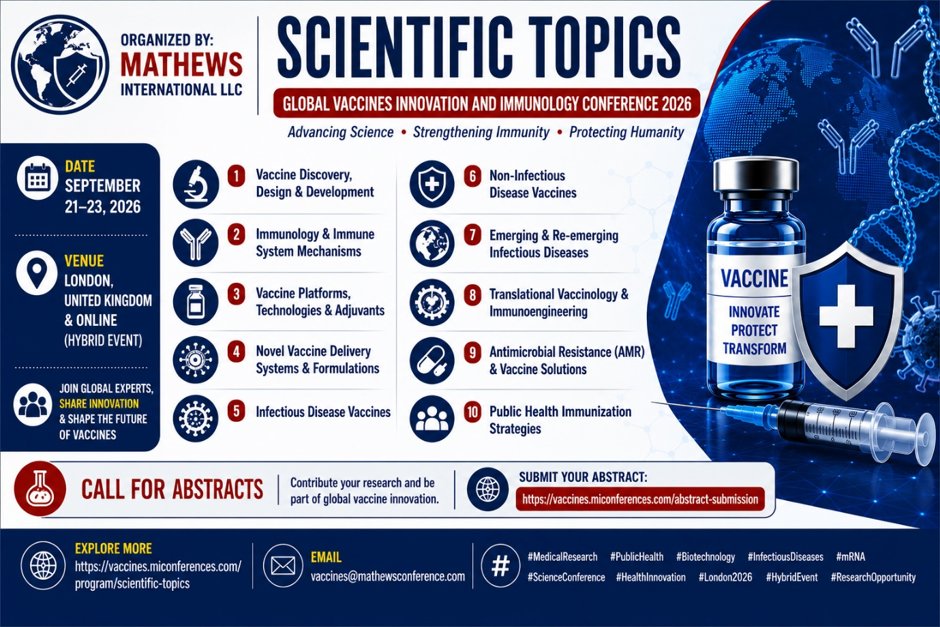 VaccineEvent's tweet photo. 🌍Scientific breakthroughs are shaping the future of global health
🧬Explore cutting-edge research in vaccinology, immunology, and next-gen vaccine technologies.
📅Sept 21–23, 2026📍London, UK &amp; Online
📝 https://t.co/623oTJVoPZ
#Vaccines #Immunology #Vaccinology #GlobalHealth https://t.co/SZYIykWNjk