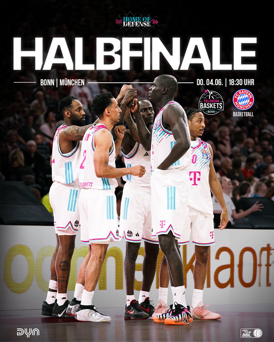 TelekomBaskets's tweet photo. 𝐈𝐓’𝐒 𝐆𝐀𝐌𝐄 𝐃𝐀𝐘! 🔥

Do Or Die im @easyCreditBBL Halbfinale! 

𝟱 𝗠𝗮𝗻𝗻 𝗮𝘂𝗳 𝗱𝗲𝗺 𝗙𝗲𝗹𝗱, 𝟲𝟬𝟬𝟬 𝗙𝗮𝗻𝘀 𝗮𝘂𝗳 𝗱𝗲𝗻 𝗥ä𝗻𝗴𝗲𝗻, 𝗲𝗶𝗻𝗲 𝗘𝗶𝗻𝗵𝗲𝗶𝘁 𝗮𝘂𝗳 𝗱𝗲𝗺 #𝗛𝗘𝗔𝗥𝗧𝗕𝗘𝗥𝗚! 

Um 18:30 Uhr empfangen wir den @FCBBasketball. 

#easyCreditBBL https://t.co/WPsYsOWrOI