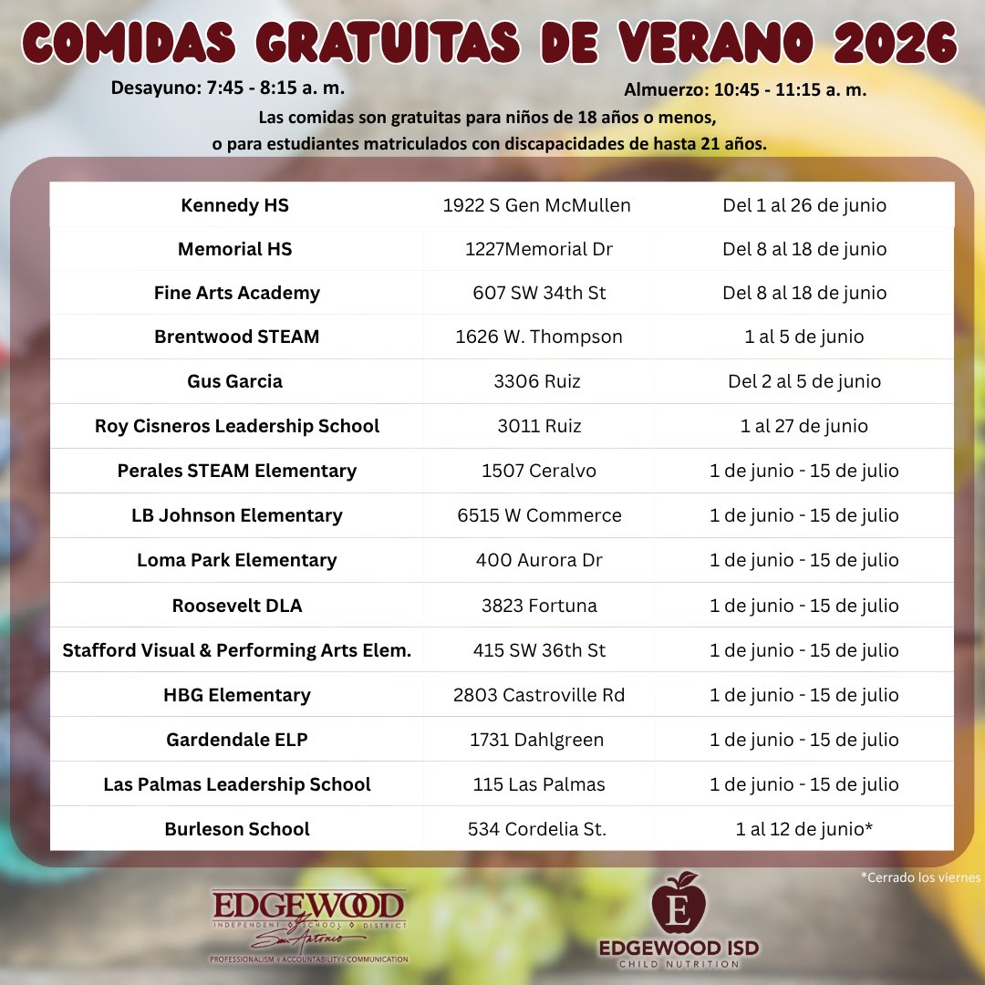 Jttrin23's tweet photo. Kindly share this opportunity with those who may need support this summer. The locations in Edgewood are open to any child up to 18 years old, regardless of residence. https://t.co/TRk5RGg4Os