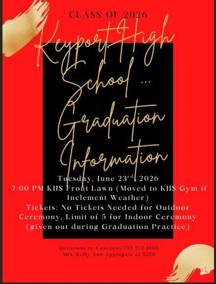 KeyportSchools's tweet photo. Graduation information attached. https://t.co/1Gs2JPbjeG