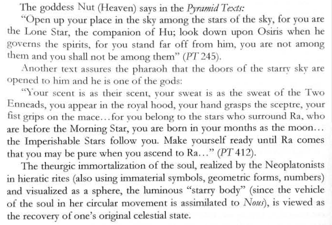 realKalos's tweet photo. "The theurgic apotheosis means not only union with the gods, but also acquiring a transformed perception and a golden body of light, which imitates the solar orb (aten) and may be compared to a star." https://t.co/BkhsWM3rlw
