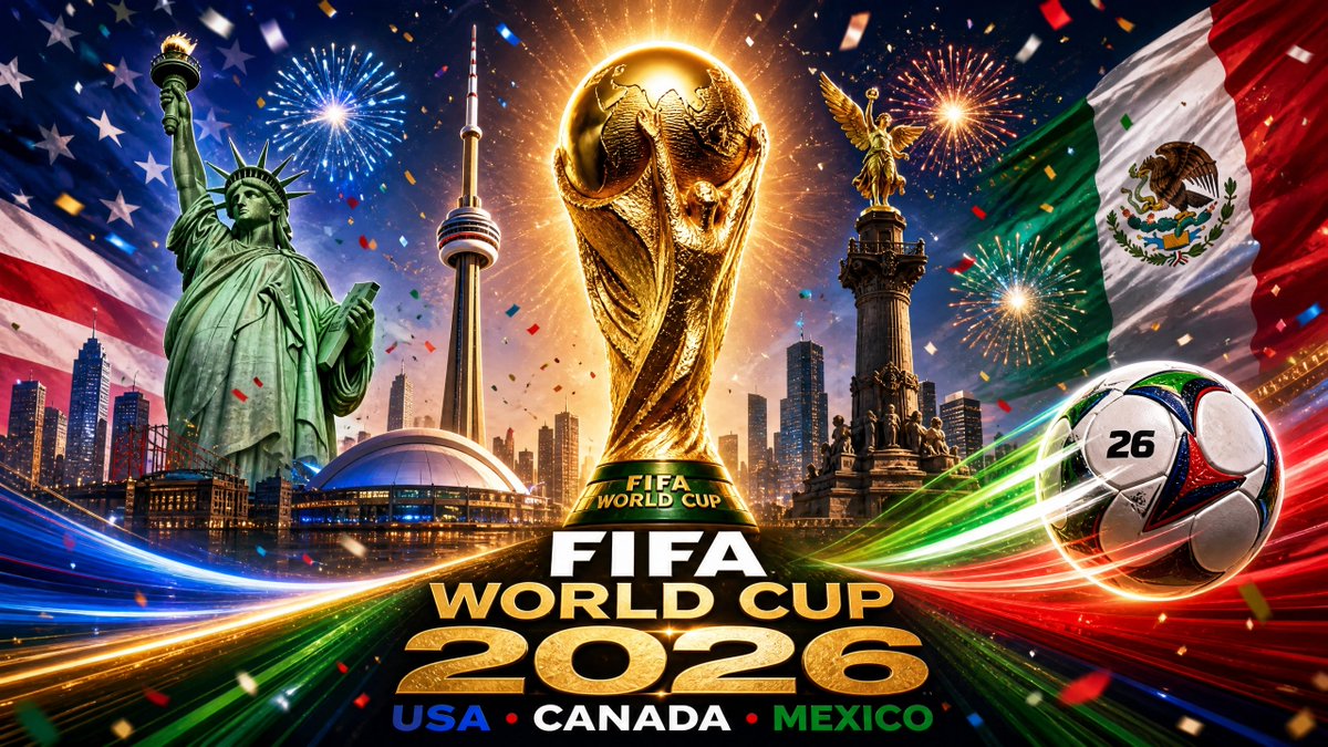 Rahmoney91's tweet photo. "This summer, the world doesn't just watch. The world shows up."
48 nations. 3 countries. 1 trophy.
USA. Canada. Mexico. The biggest World Cup in history.
16 cities. 104 matches. Billions of eyes on one ball.
From Lagos to London. São Paulo to Seoul. Every fan. Every flag. https://t.co/hHMpheDVtw