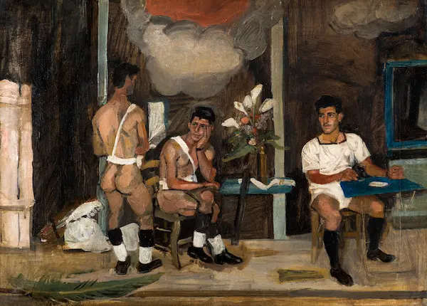 boisdulac_'s tweet photo. Yiannis Tsarouchis (Greek, 1910-1989)
La garde oubliée 
signé en grec et daté '1955'

and live reenactment VANGELIS KYRIS: THE AESTHETE https://t.co/Bo3EQZYxuR