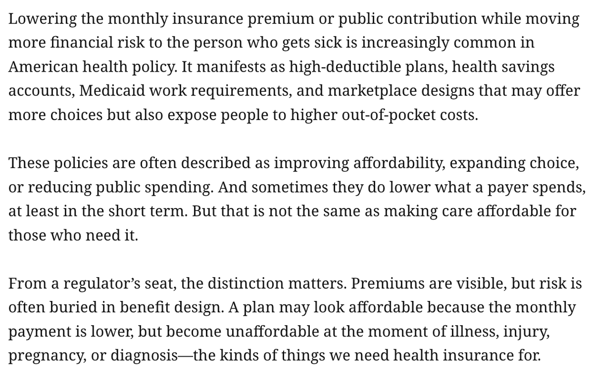 ddayen's tweet photo. High-deductible health insurance can be "affordable," if you never, ever use the coverage.
This is a great corrective from Thom Walsh, a health care regulator in Vermont.
https://t.co/iGeUfqEenz https://t.co/avInCVa4JW