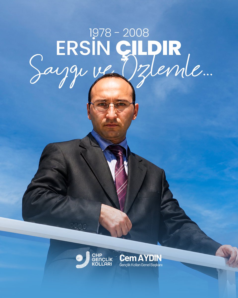 cm_aydin's tweet photo. Gençlik Kolları Genel Sekreterimiz Ersin Çıldır emeğiyle kendisini partimizin onurlu mücadelesine adadı.

Parti çalışmamız sırasında geçirdiği kaza sonucunda vefatının 18. yılında Ersin Çıldır'ı saygı ve rahmetle anıyorum. https://t.co/pSutabhRlq