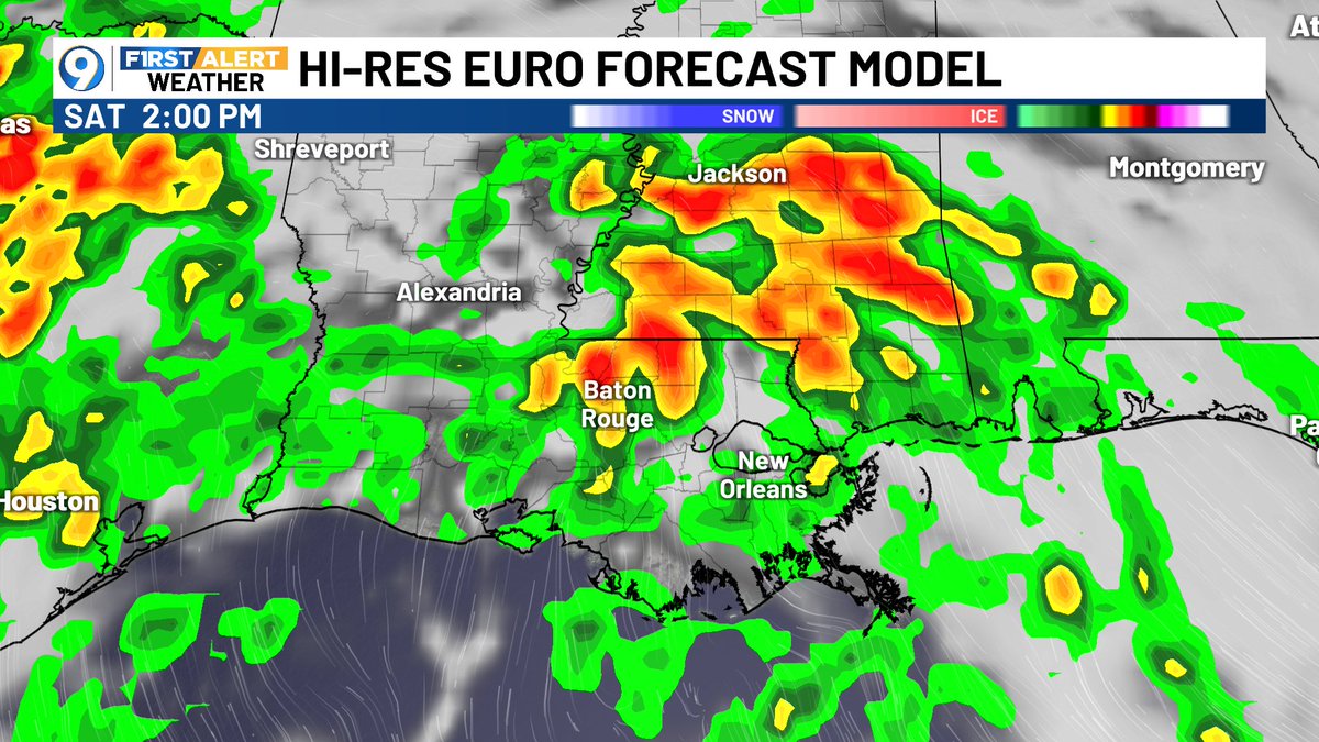 JaredWAFB's tweet photo. WWW (WET WEATHER WEEKEND)...If you have outdoor plans this Saturday, you may need a plan B, ditto for Sunday. The good news is that we're not expecting severe weather or flooding, and high temps will be held in check. https://t.co/oDKCans5kY
