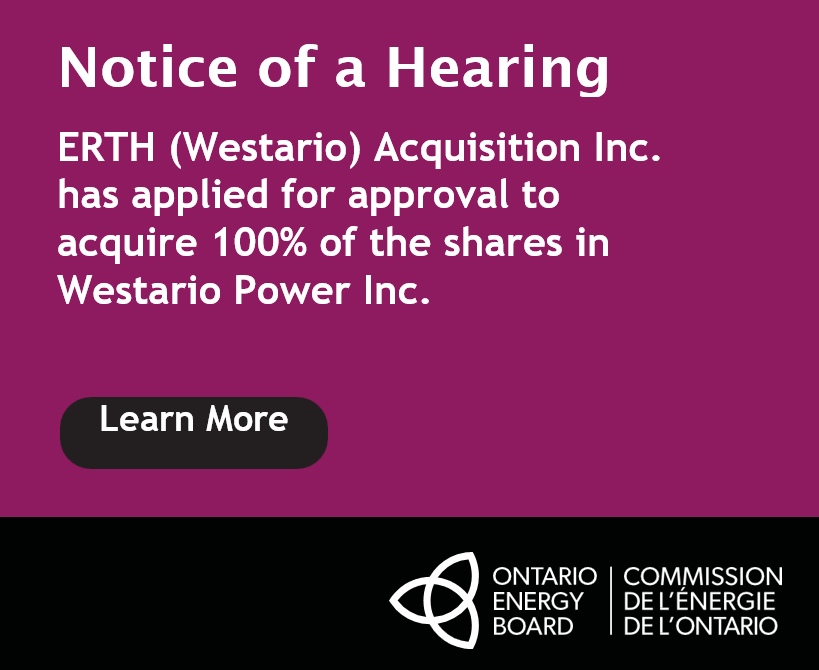 WestarioPower's tweet photo. ERTH (Westario) Acquisition Inc. has applied to the Ontario Energy Board to acquire 100% of the issued and outstanding shares in Westario Power Inc., and to subsequently amalgamate with Westario Power Inc.
Learn more. Have your say. https://t.co/7hYHHRKgNd https://t.co/tmLxxTNnHk