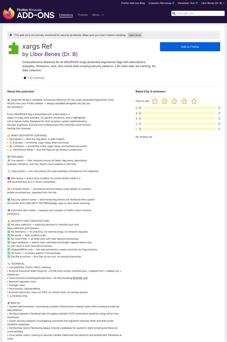 LiborBenes's tweet photo. xargs Ref: My Firefox Add-On Sidebar Published at Moz://a Firefox Browser Add-ons. https://t.co/d5vysIVU03 https://t.co/PsUFcMTFhI