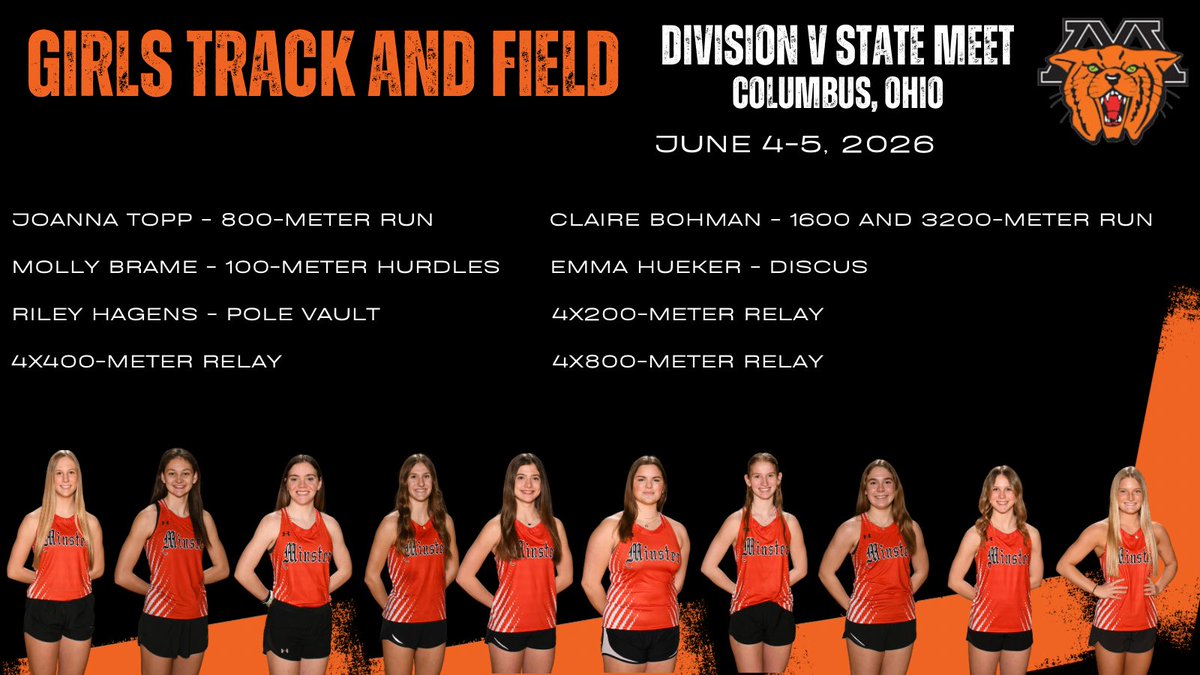 MinsterAthletic's tweet photo. Best of luck to all of our athletes and coaches today and tomorrow at the state track and field meet! https://t.co/qjDzaIPU4h