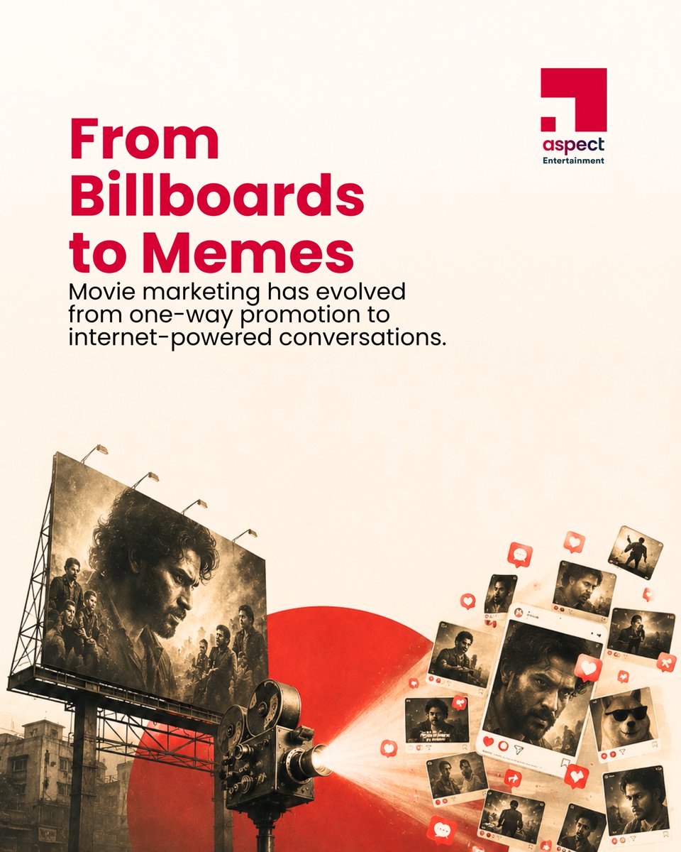 AspectEnte95258's tweet photo. Remember when movie marketing was just a massive billboard and a 2-minute trailer on TV?

Times changed. Internet culture didn’t just alter how we talk about movies, it completely rewrote the playbook for film promotions forever.

Let’s dive into the evolution. https://t.co/zwDXMl0175