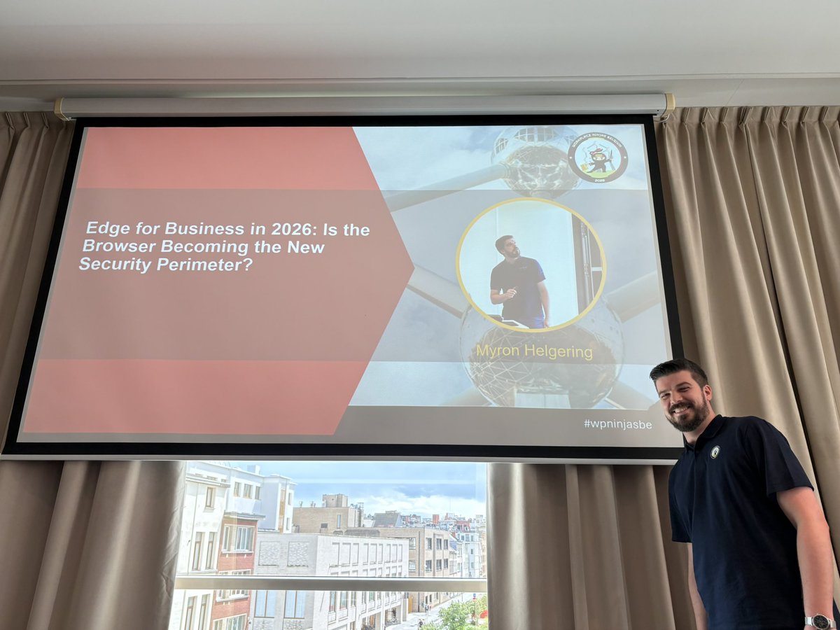 ErikMoreau's tweet photo. 5th session of the @wpninjasbe #WPNinjasBE day 'Edge for Business in 2026: Is the Browser Becoming the New Security Perimeter?' by @MyronHelgering #community #MVPBuzz #MSEdge https://t.co/iZRKIU0bBg