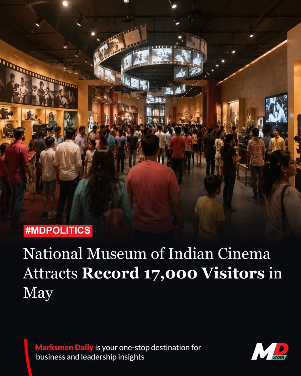 DailyMarksmen's tweet photo. Mumbai, June 4: The National Museum of Indian Cinema (NMIC) recorded a footfall of more than 17,000 visitors in May 2026, making it one of the most successful months in the museum’s history and reinforcing its growing popularity as a major cultural and tourist attraction in Mumbai.

Managed by the National Film Development Corporation (NFDC) under the Ministry of Information and Broadcasting, the museum witnessed a steady influx of families, students, film enthusiasts, and tourists throughout the month. Many visitors were part of Mumbai Darshan tours, highlighting the museum’s increasing prominence on the city’s tourism map. Guests explored a wide range of exhibits, including rare vintage film equipment, iconic memorabilia, and interactive multimedia displays that chronicle the evolution of Indian cinema over the past century. The museum’s unique presentation of the country's cinematic journey continues to attract audiences from diverse backgrounds.

Article link - https://t.co/jXgvlM5ZQ1 

#NationalMuseumOfIndianCinema #MumbaiTourism #IndianCinemaHistory #CulturalAttraction #FilmHeritage #MarksmenDaily