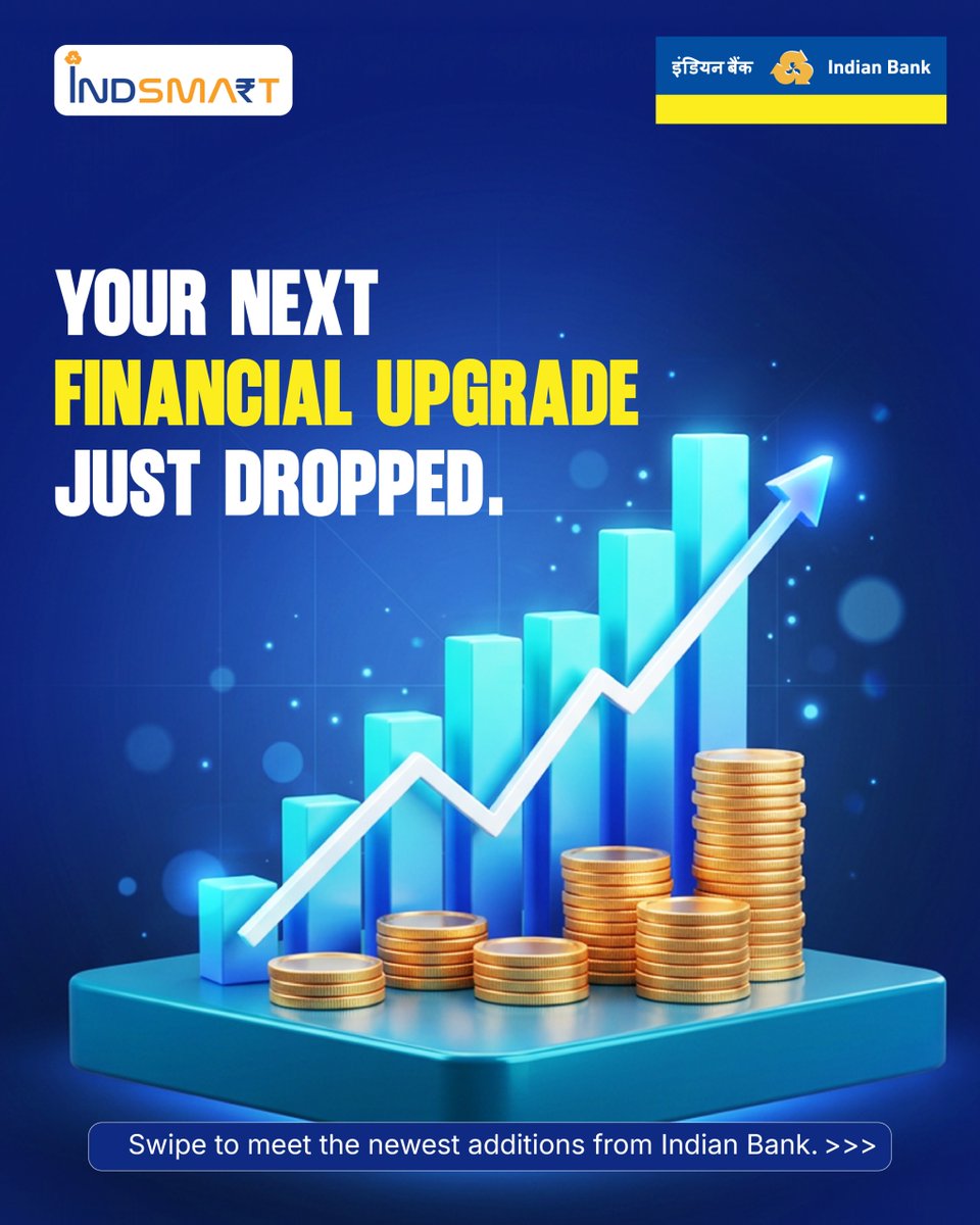 MyIndianBank's tweet photo. Your Savings Just Got an Upgrade ⬆️ 

📈 INDGROW - upto 7.55% p.a.*
🚀 IND PROSPER - upto 7.50% p.a.*
🌱 INDGREEN 500 - upto 7.15% p.a.*

500 Days. 555 Days. 777 Days.
Three smart ways to give your savings the upgrade they deserve.
Stay tuned for more updates!

#IndianBank #IndProsper #IndGrow #IndGreen500 #TermDeposit