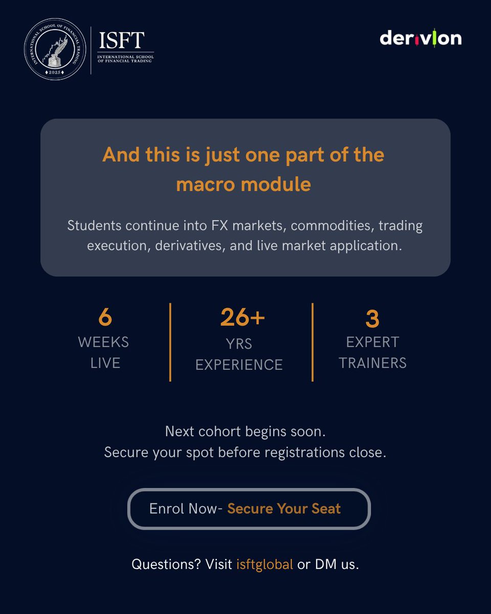 Derivion_Int's tweet photo. Bonds. Rates. Yields. Debt. 

Markets move because of macro structure, not noise.

That’s what students learn at ISFT Global’s Executive Diploma – ATACM.

#ISFTGlobal #abindiakaregatrade #tradingskills  #stockmarket https://t.co/TIn4Y5VEX7