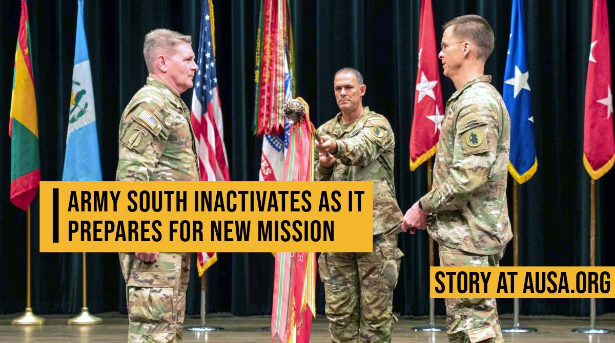 AUSAorg's tweet photo. "As we case the colors of U.S. Army South today, we are not witnessing an end, but a necessary and powerful evolution."

Army South Inactivates as It Prepares for New Mission

🔗 https://t.co/sOwOZU446H

#AUSAorg #AUSA #USArmy https://t.co/lsgEqNMLM1