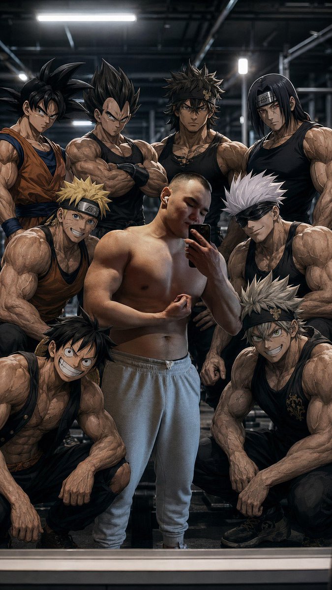 TimaTmv's tweet photo. They are watching me… #gym #trend #anime https://t.co/XPvtIchQWR