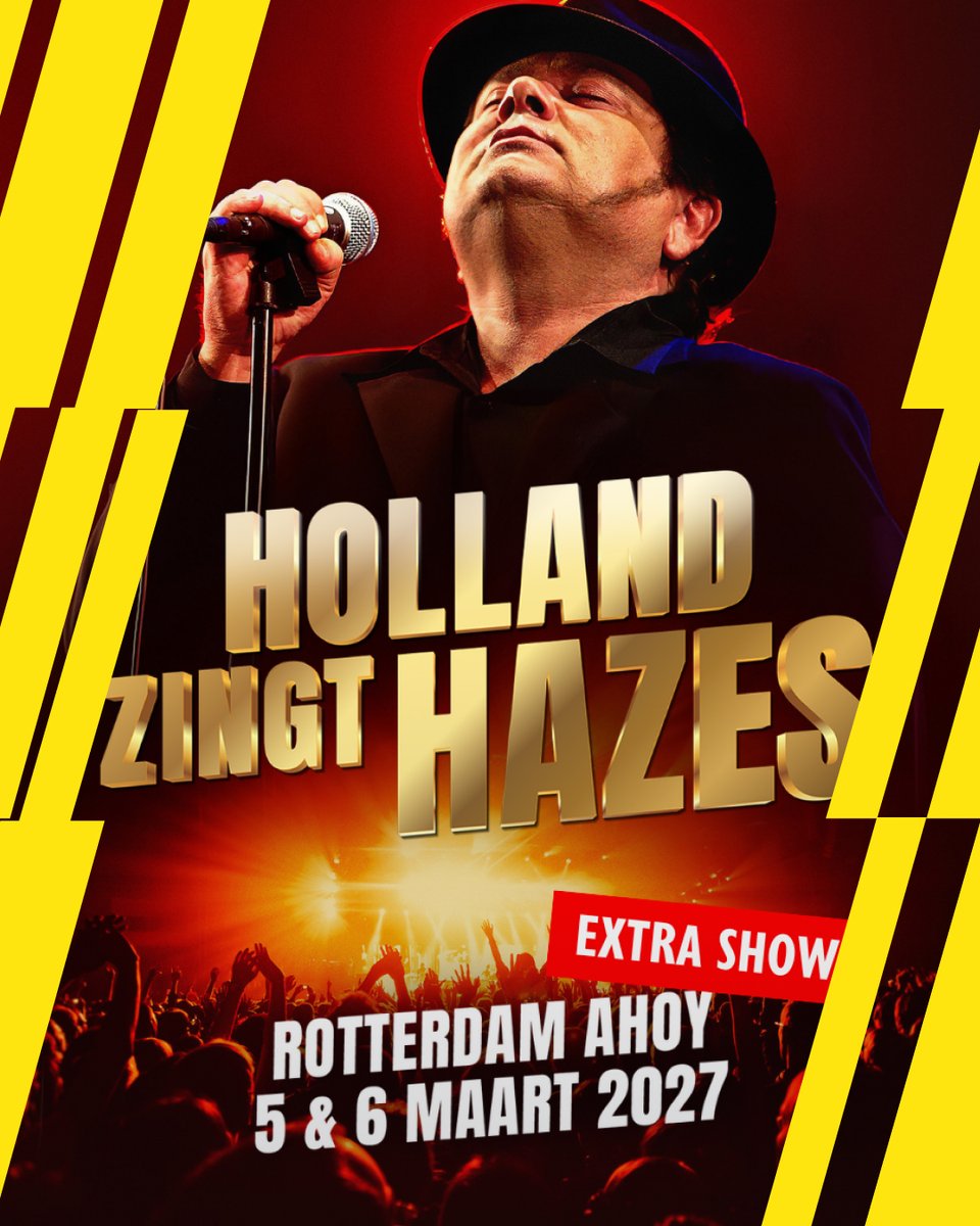 rotterdamahoy's tweet photo. Een extra Buona Sera! 🍻

Holland Zingt Hazes komt met een extra show naar Rotterdam Ahoy op 5 maart 2027.
EN er zijn 2 nieuwe artiesten bekend die mee zullen zingen! 🎤

Koop snel je tickets via de link in de bio. https://t.co/7zU7BOvQsk