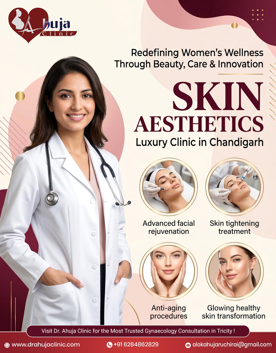 ahujaclinicCH's tweet photo. Modern aesthetic treatments are transforming the wellness industry, and Ahuja Clinic is dedicated to delivering advanced skincare solutions with personalized care. 

#SkinAesthetics #AhujaClinic #BeautyCare #SkinClinic #AestheticMedicine #SkinRejuvenation #AntiAgingTreatment https://t.co/vVlAwgrkpi
