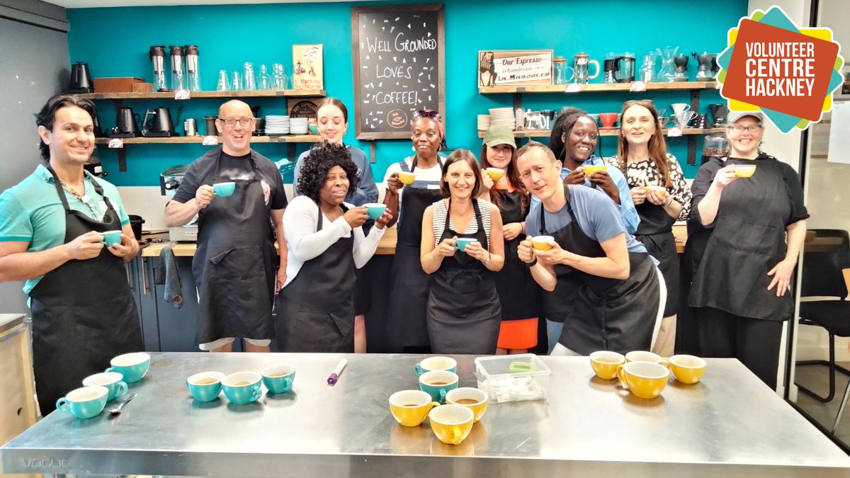 VCHackney's tweet photo. ☕ Last week members of our Step-Up programme had a lovely taster volunteer session at @WellGroundedHQ.

During the session they learned about barista training and the career opportunities available within the coffee industry.

#hackney #volunteering #mentalhealth https://t.co/iyri74V83l