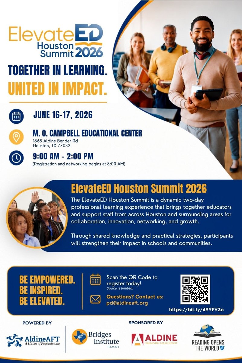 Join @AldineAFT6345 for the FREE ElevatED Professional Learning