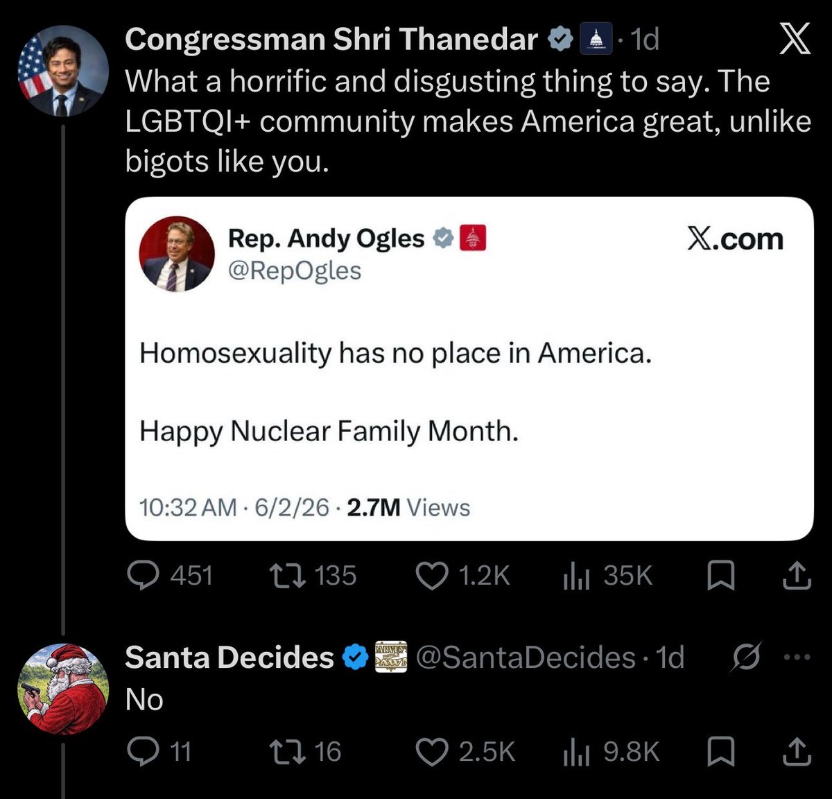SantaDecides's tweet photo. I ratio’d 2 people in congress and I find that amusing. https://t.co/1U8slvD4Li