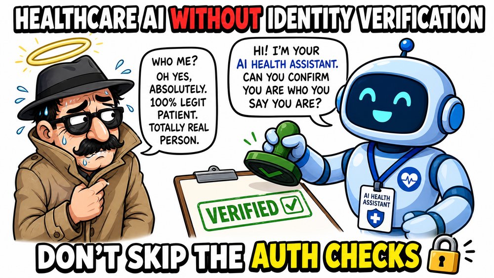 ITPtek's tweet photo. Healthcare AI without identity verification be like... 😂

Building AI into your workflows? Make sure you're verifying WHO is actually on the other end. Authentication checks aren't optional — they're the difference between a helpful assistant and a major security risk. (1/2) https://t.co/f1b0nAAOEb