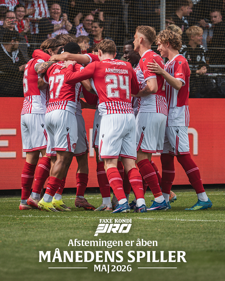 aabsportdk's tweet photo. I samarbejde med Faxe Kondi Pro skal vi have kåret månedens AaB-spiller for maj - og det er jer fans, der udvælger vinderen gennem en afstemning.
Stem her og vær med i lodtrækningen om Frederik Børstings kampbrugte andentrøje: https://t.co/YGdK8TdESc
#SammenOmAaB #AaB #SuperAaB https://t.co/8QjeFCxLg0