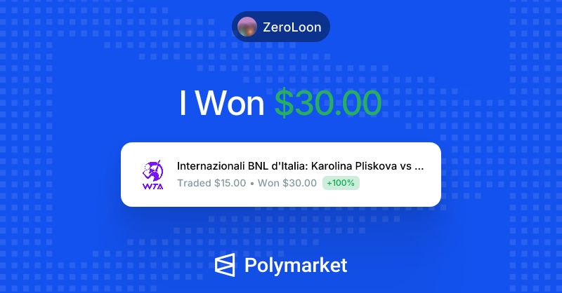 whynotdcash's tweet photo. I just won $30.00 on @Polymarket!

Join me and put your money where your mouth is: https://t.co/Ke5EoK8Dzv https://t.co/INkOQWO1PK