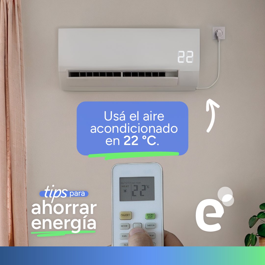 Edenor's tweet photo. 🌡️ Aire acondicionado en 22 °C: una buena elección para los días fríos.
 
Usarlo a esa temperatura es suficiente para mantener tu casa confortable y cuidar el consumo eléctrico.
 
💡 Pequeños cambios hacen una gran diferencia.
 
#CuidáLaEnergía #SumateAlConsumoEficiente #TipsEdenor