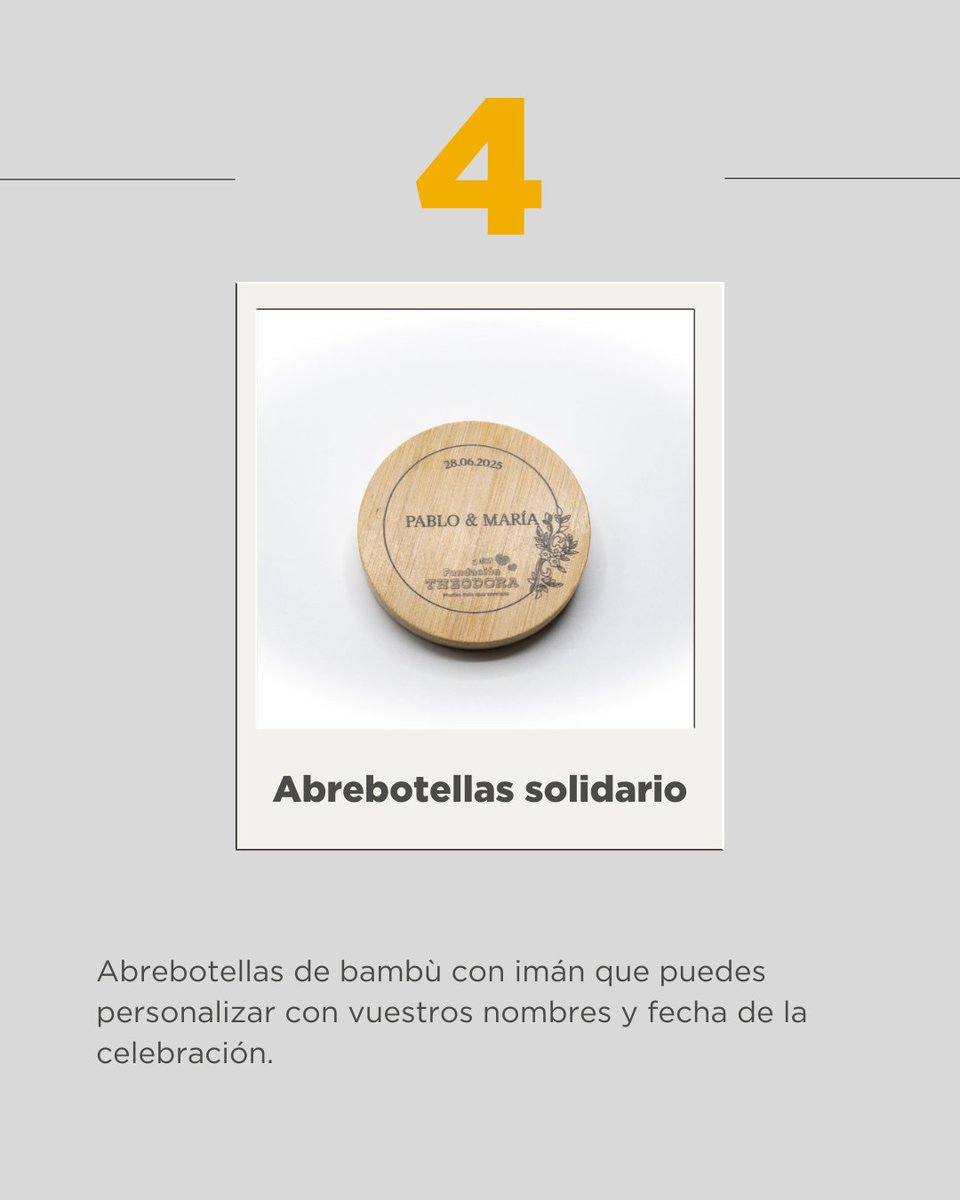 FTheodora's tweet photo. 💍 Regalos que van más allá de vuestra boda.  Labiales corazón, velas aromáticas, espejos para bolso o abrebotellas personalizados que ayudan a nuestros Doctores Sonrisa. 💛 👉 https://t.co/ZitwoG4H8M

https://t.co/ZitwoG4H8M #FundaciónTheodora #DoctoresSonrisa #BodaSolidaria https://t.co/IxaVP7B94b