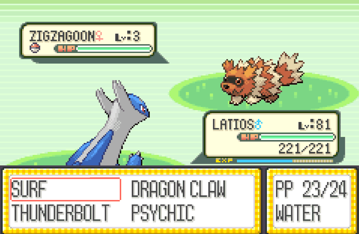 Pikasprey's tweet photo. I found a shiny Zigzagoon while preparing my save for a Battle Tower stream. 😭 https://t.co/5tItUX7ac5