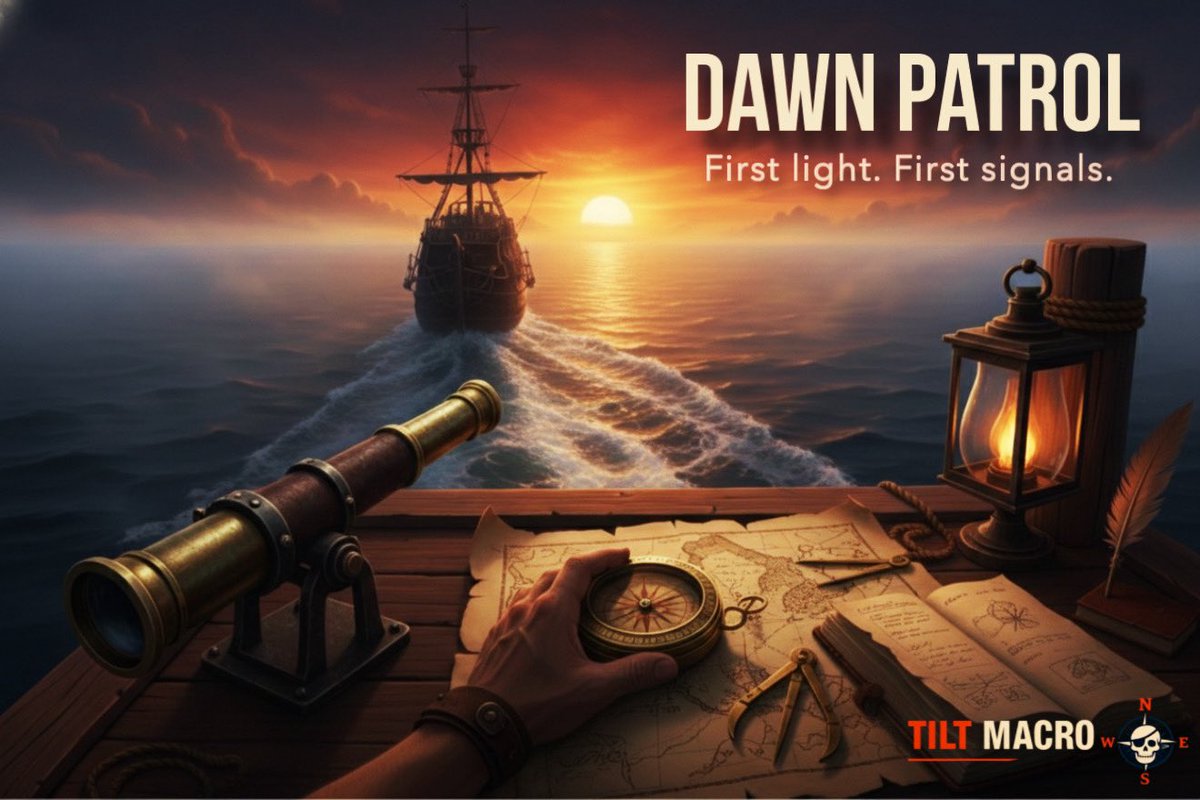 TiltMacro's tweet photo. Dawn Patrol | June 4, 2026

Brent $94.75, –3%. WTI $92.81. Sixth straight draw. Talks suspended. Shots traded in the Gulf overnight. Every input bullish — and it fell anyway.

The seller is the SPR. ~58M barrels gone since the war started, ~14% of the reserve, draining faster than Biden's midterm pace, near a 40-year low — hurricane season stacked on as of Monday. The draws aren't lifting price because the emergency buffer is the thing being sold into them. That's not a loosening balance. It's a cap. And it's finite.

The rest of the tape is the echo:
→ Long end bid, curve flattening — oil down is a disinflation impulse
→ Dollar soft, gold + silver green
→ Tech leads lower (NQ –1.3%), small caps green — rotation, not liquidation

The real tell is the vol spread. OVX 60. VIX 16. Oil vol is pricing a war; equity vol is pricing a Tuesday. 3.6x — and both compressing. My engine has crude vol Swing Probing Down and the VIX future a high-conviction short sitting on its floor. The barrel is screaming a tail the S&P won't hear, because the attention and the risk budget are both parked in AI.

Trump's cried wolf six times now — reachable "over the next week," still "a few more points" to get. The tape's trained itself to fade the headline. The trap: it's transferred that disbelief onto the physical tail too. The boy cries wolf until no one listens. Then the wolf shows up.

Engine check: Brent now Neutral on the floor — High Conviction Long a week ago. ES still grinding higher, pullback to the floor at 7532, structure intact. The damage is in the barrel, not the index.

One level: Brent ~91.5 — the floor, where April bottomed. One clock: the buffer runs dry around July. The cap holds until it doesn't — and VIX 16 is the market betting it holds.

$BNO $XLE $USO $GLD $TLT $QQQ

— Built to Tilt