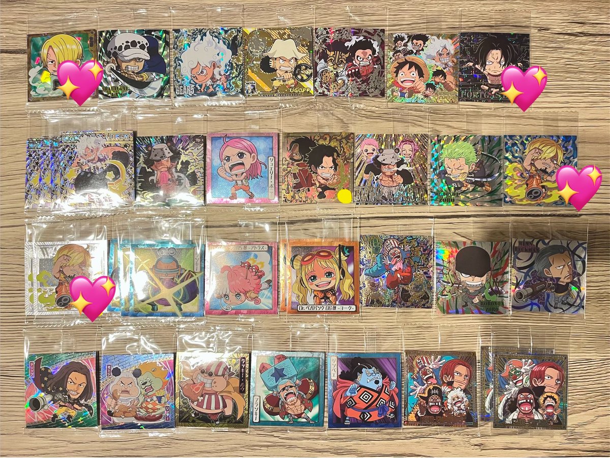 cyu__8's tweet photo. @a1n1i2m3e 初めまして、検索よりお声掛け失礼いたします。
当方画像のもの所持しております。
🟡こちらの印を付けているお品物は開封後、スリーブに入れて保管しております。印のないお品物は未開封です。
💖をつけたものと交換可能なものございますでしょうか？
ご検討よろしくお願いいたします。🐍 https://t.co/7SHMW2L16v
