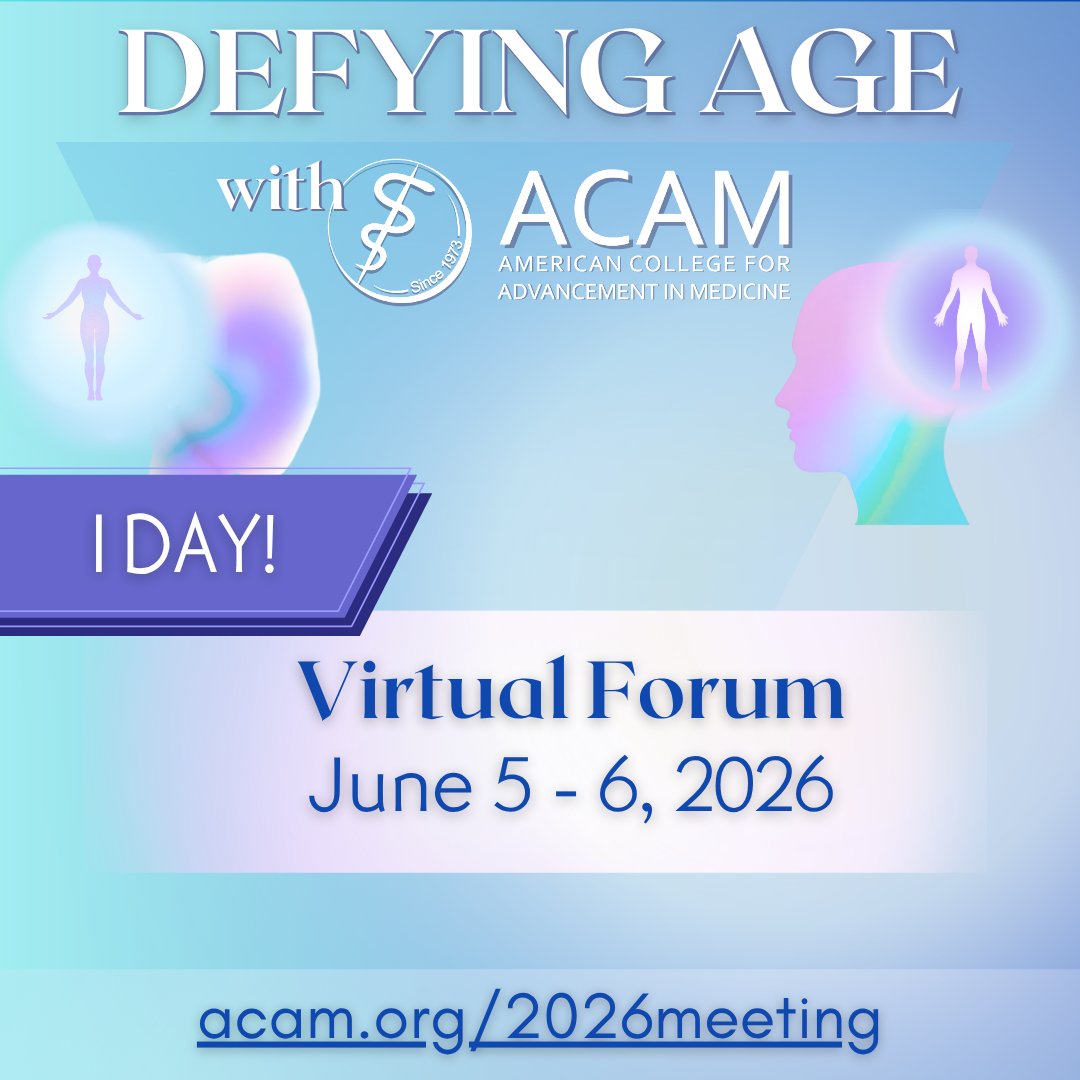 ACAM_ORG's tweet photo. 🩺One More Day to Register!
✅Register Here: https://t.co/oJa8PYjD7A
🗓️June 5-6, 2026
💻Virtual Meeting
#acam, #integrativemedicine, #genomics https://t.co/A8nzRezItT