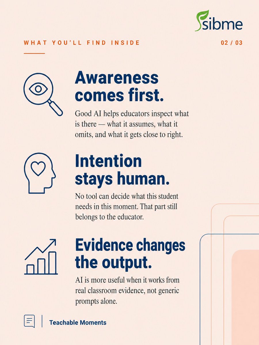 SibmeApp's tweet photo. The right AI gives educators something real to think with. Awareness and intention still matter most. https://t.co/UOazbrddzJ #AIinEducation #EdTech https://t.co/GYCTuLu9Ge