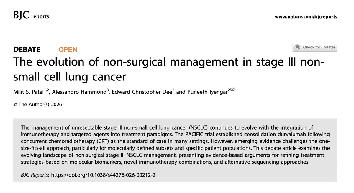EChrisDee's tweet photo. Fantastic work by @MilitSPatel and @AlessandroHammd, mentored by Dr @IyengarPuneeth, reviewing the landscape and evolution of non-surgical treatment for people with advanced non-small-cell #lung #cancer 

@BrJCancer 

Full article:
🔗 https://t.co/9tQ8wEf4Im https://t.co/dflE6b3ieH