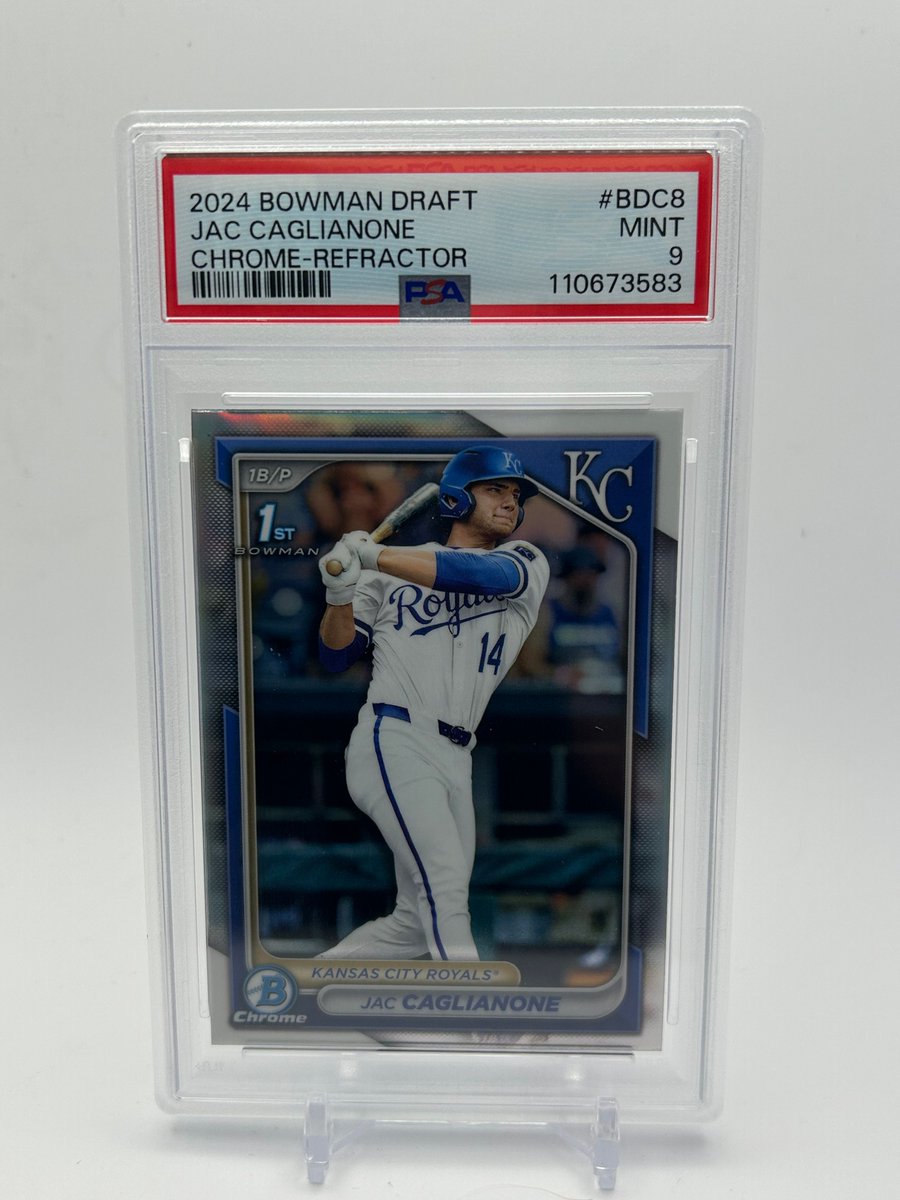 baseballcadre's tweet photo. 🚨 SLAB GIVEAWAY 🚨 

For my birthday week, I'm giving away this Jac Caglianone Bowman Chrome 1st PSA 9 slab to one random account!

To enter:
⭐️ Like and RT this post between now and June 7
⭐️ Follow me
⭐️ Post a picture of your favorite prospect card in the comments https://t.co/h0CPYDAuZt