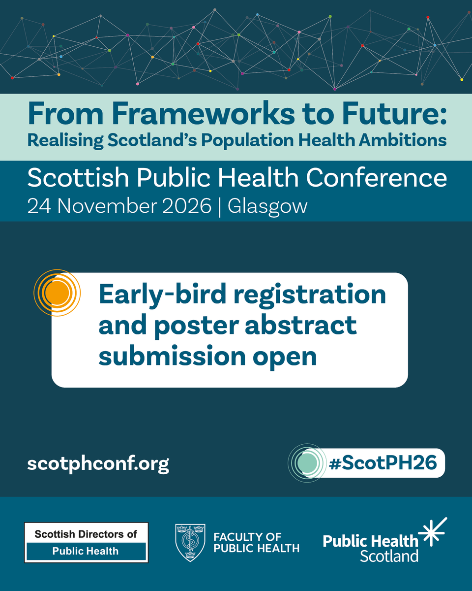 P_H_S_Official's tweet photo. 🎟️ Early bird tickets are available for the Scottish Public Health Conference 2026 🎟️ 

Join us to explore how we can turn policy into action to improve Scotland’s health.  

Student and third sector tickets also available. 

🔗 https://t.co/VzIzD115nP 

#ScotPH26 https://t.co/PHT0KRZANg
