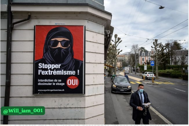 Will_iam_001's tweet photo. Switzerland has voted to ban face coverings such as the burqa in public spaces.  
The country has also not granted Islam official national religion status.
Do you support Switzerland’s approach?
A. Yes 
B. No https://t.co/9PwWcPKlTR