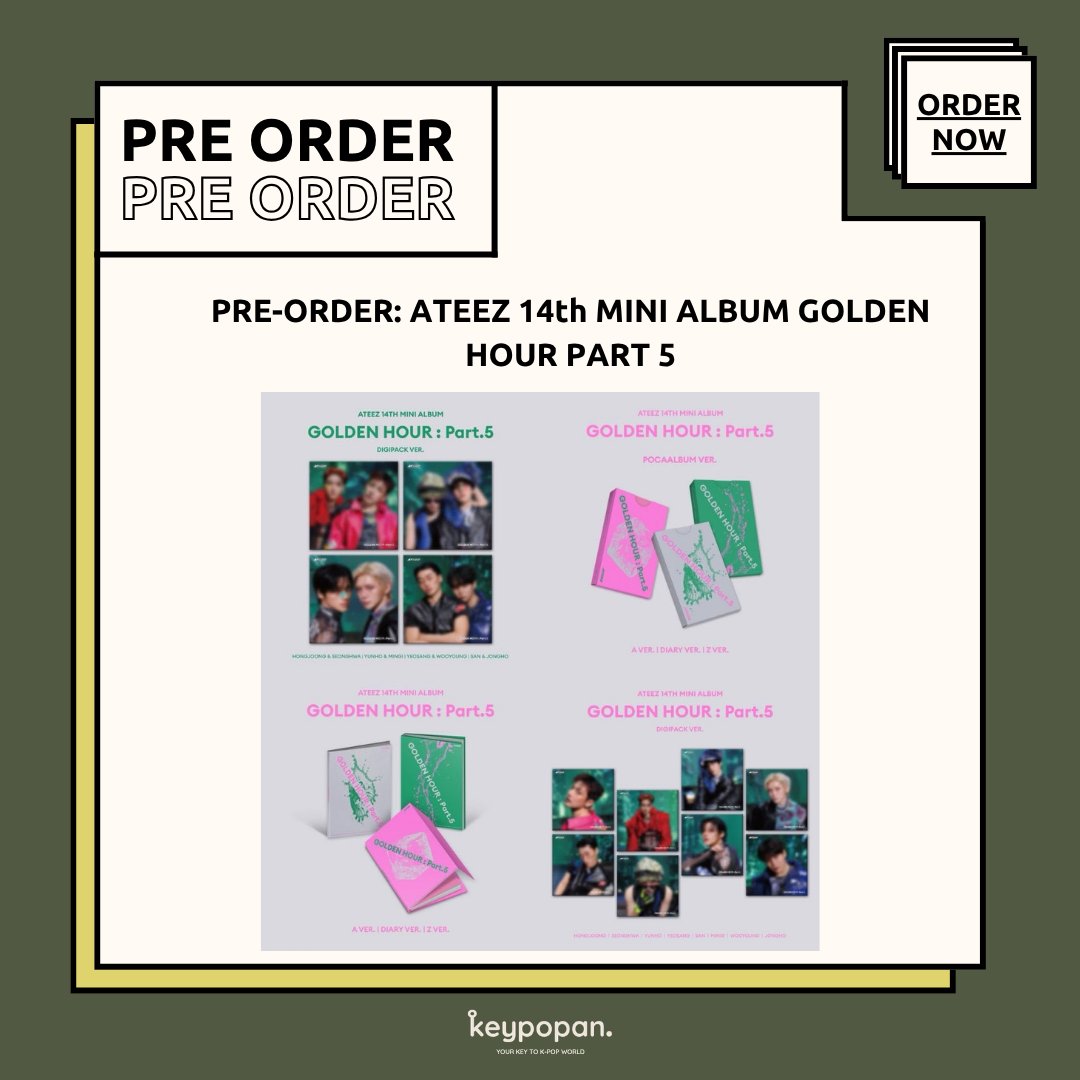 keypopan's tweet photo. #POkeypopan 
[PRE ORDER]
ATEEZ 14th MINI ALBUM GOLDEN HOUR PART 5
🌐Apple Music (Web lain DM)

-A/Z/Diary ver 
💰485k | 230k 
-SET 
💰1450k | 700k
-Digipack
💰290k | 150k
-SET
💰2325k | 1350k
-Digipack UNIT
💰290k | 150k
- SET
💰1150k | 670k
-POCA
💰220k | 150k
-SET
💰650k | 450k https://t.co/PE4kkJGiEq