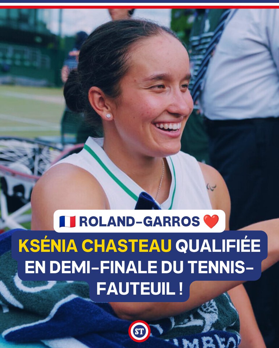 sportricolore's tweet photo. 🇫🇷 Ksénia Chasteau en demi-finale de Roland-Garros ❤️

Une nouvelle fois très solide face à la Sud africaine Kgothatso Montjane (6-4, 6-4) 💥

Objectif finale pour notre prodige du tennis fauteuil ⏳

📸 FFT https://t.co/Ppszf9DdDd