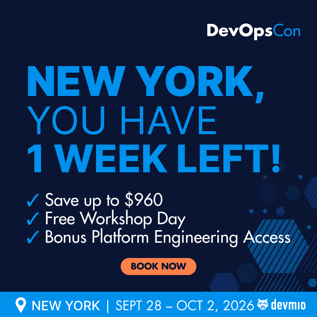 devops_con's tweet photo. 🚨New York, watch out: Early Bird ending in 1 week!

Upgrade your skills with hands-on 6 DevOpsCon New York workshops led by world-class experts.

1️⃣Building an Event-Driven CI/CD Provenance System
2️⃣Rethinking DevOps and DevSecOps with Generative AI - Insights and Innovations
3️⃣GenAI Security Workshop: Secure Your LLM-Powered Enterprise
4️⃣Strategic AI Workshop for Leaders – AI roadmaps & governance
5️⃣Two Day Mastering Platform Engineering – From Design to Value
6️⃣Two Day Kubernetes Hands-on Bootcamp

🎯 Learn from top practitioners. Build real systems. Take home working knowledge.

💡 Take the Early Bird and upgrade your engineering skills from all these expert-led workshops.

🔗 https://t.co/FmfcPeyTGl