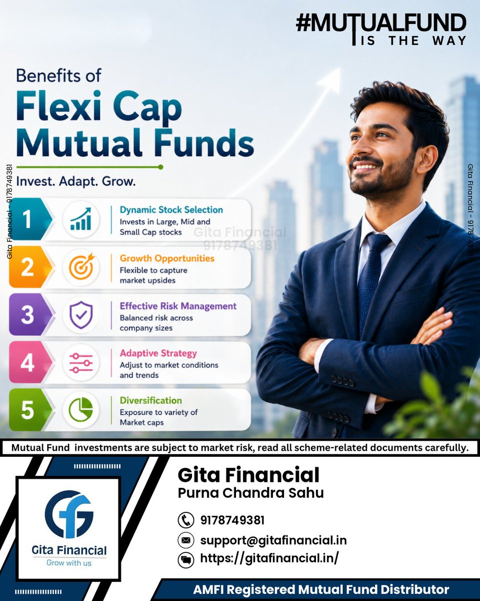 GitaFinancial's tweet photo. 🌍 Volatile markets create uncertainty, but Flexi Cap Funds adapt to changing opportunities. Connect with us today and start your investment journey. 📈✨
#gitafinancial #sip #flexicap #stockmarket #mfd #mutualfunds #trump https://t.co/97TkXlQm9L