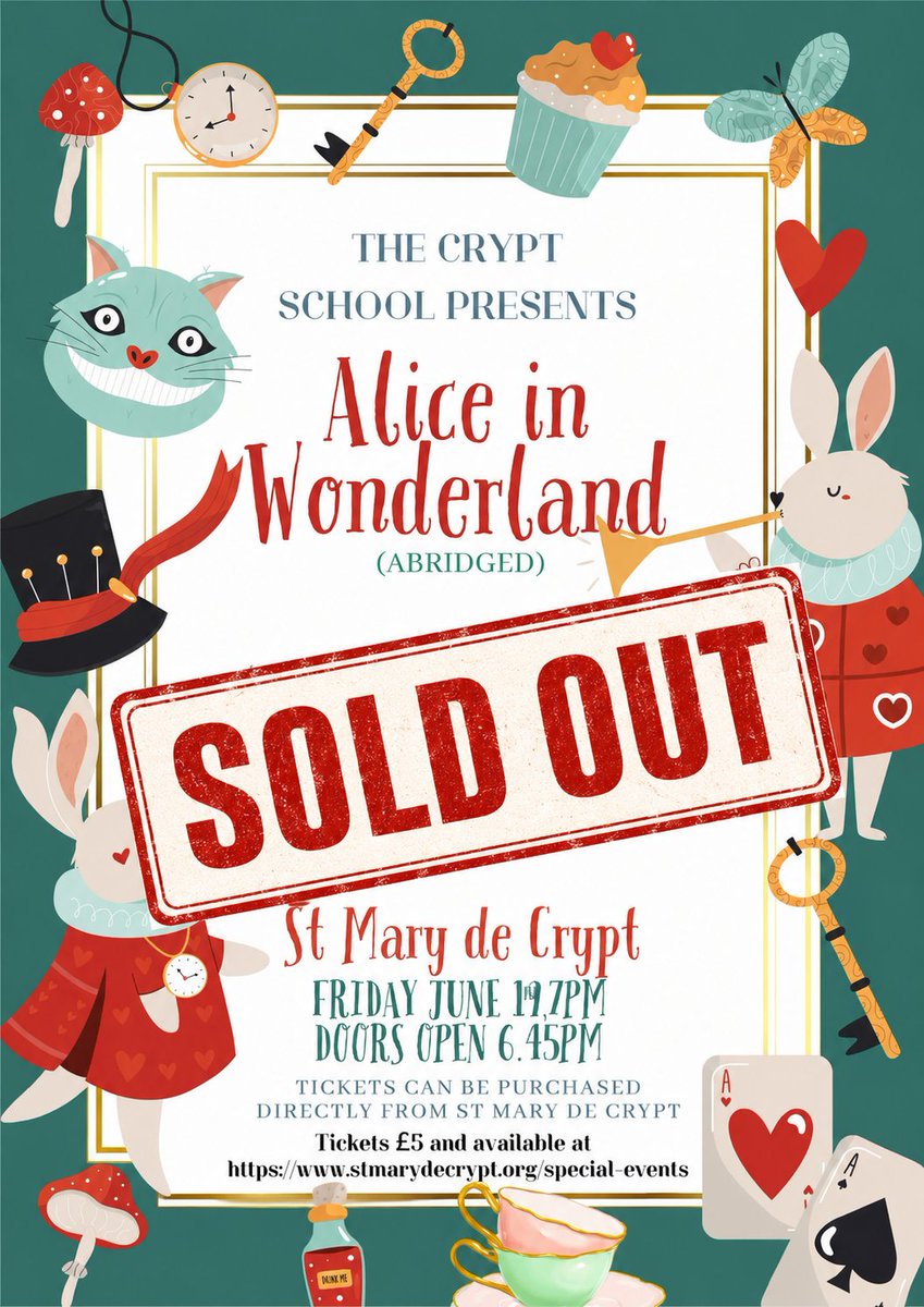 stmarydecrypt's tweet photo. Our upcoming Alice in Wonderland event is now SOLD OUT !

A huge thank you to everyone who has booked their place - we can't wait to welcome you for an unforgettable journey down the rabbit hole.
 #aliceinwonderland #soldout #communityevents https://t.co/k7jxCvwggh
