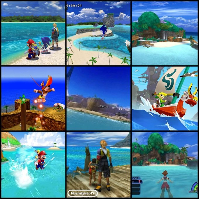 VideoGameHstry's tweet photo. When the beach theme was everything in video games https://t.co/LCsYDsYgKG