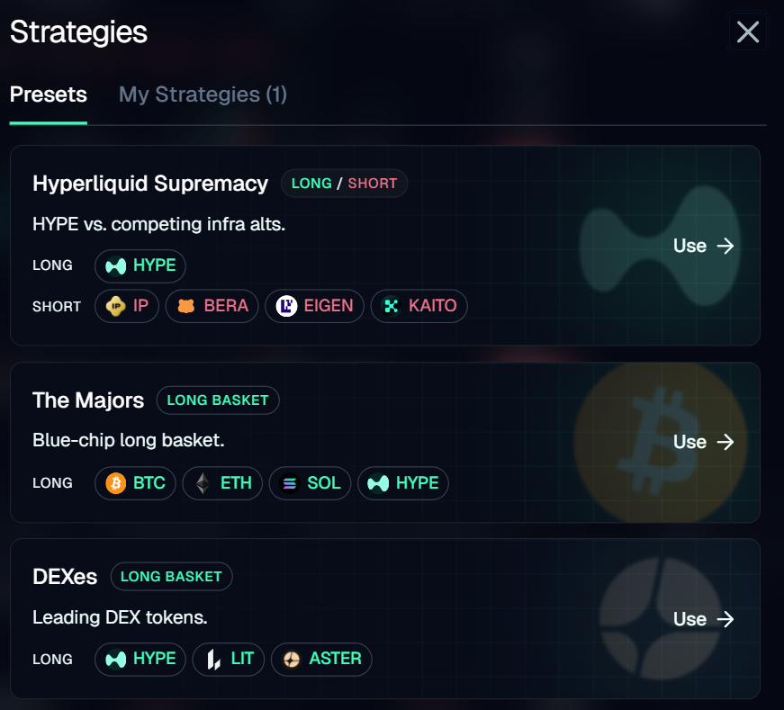 backnace's tweet photo. new update on 01

team has added strategies for trading

choose from any of the presets or create your own strategy.

strategies uses N1 atomic txs to place more than one orders in one transaction https://t.co/IHly4clqRu