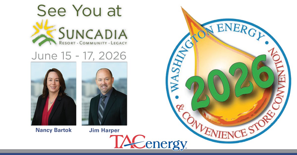 TACenergy's tweet photo. See You at #Suncadia! @WOMA #WECSC June 15-17, 2026

Still time to schedule meetings! 
✅ Jim Harper
✅ Nancy Bartok

We'll be there to talk market insights and how #TACenergy can help Fuel Your Future®.

 #WPMA2026 #DJBFFYF #Fuel #Conference #SeeYouThere https://t.co/3CdC8HAEmz