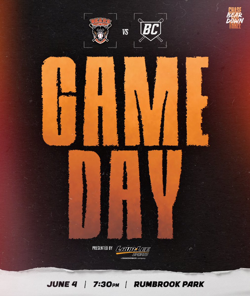NYBearsBaseball's tweet photo. Gameday under the lights.

📆: Thursday, June 4
🆚: Barrel Club
⏰: 7:30pm
🏟: Rumbrook Park
📊: https://t.co/PdGjN4hfjz

#GoBears https://t.co/pt82LE1cmK