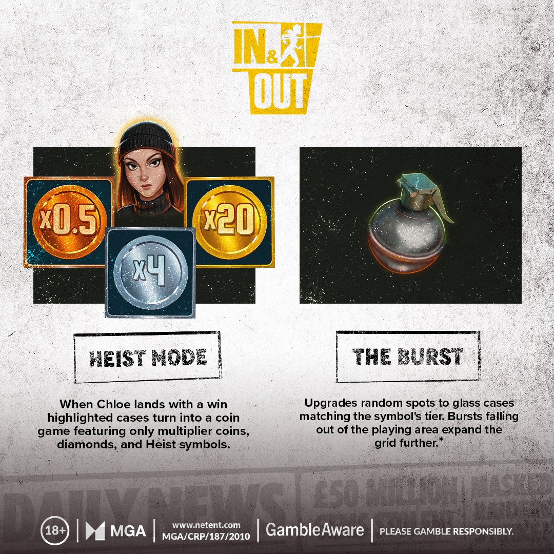 NetEntOfficial's tweet photo. One heist. Endless ways to upgrade the win. 🌒

In Heist Mode, every position spins on its own. Boost your take with multipliers, upgrades, and extra lives as you hunt down the Gold and Diamonds. 💎

#NetEnt #InAndOut #HeistMode

🔞 | Gamble responsibly | https://t.co/V7Sle07agQ https://t.co/AtZgY9ZNNq